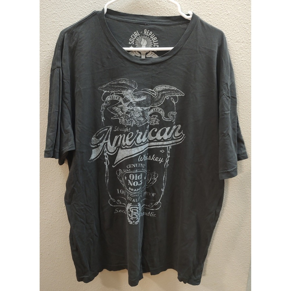 Social Republic Shirt Mens XL Dark Gray Graphic Short Sleeve Whiskey Tee A10